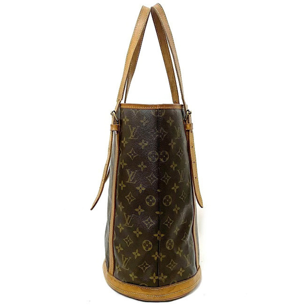 Louis Vuitton Pattern Bag Brown Bucket Tote All over Beige Handbag LV